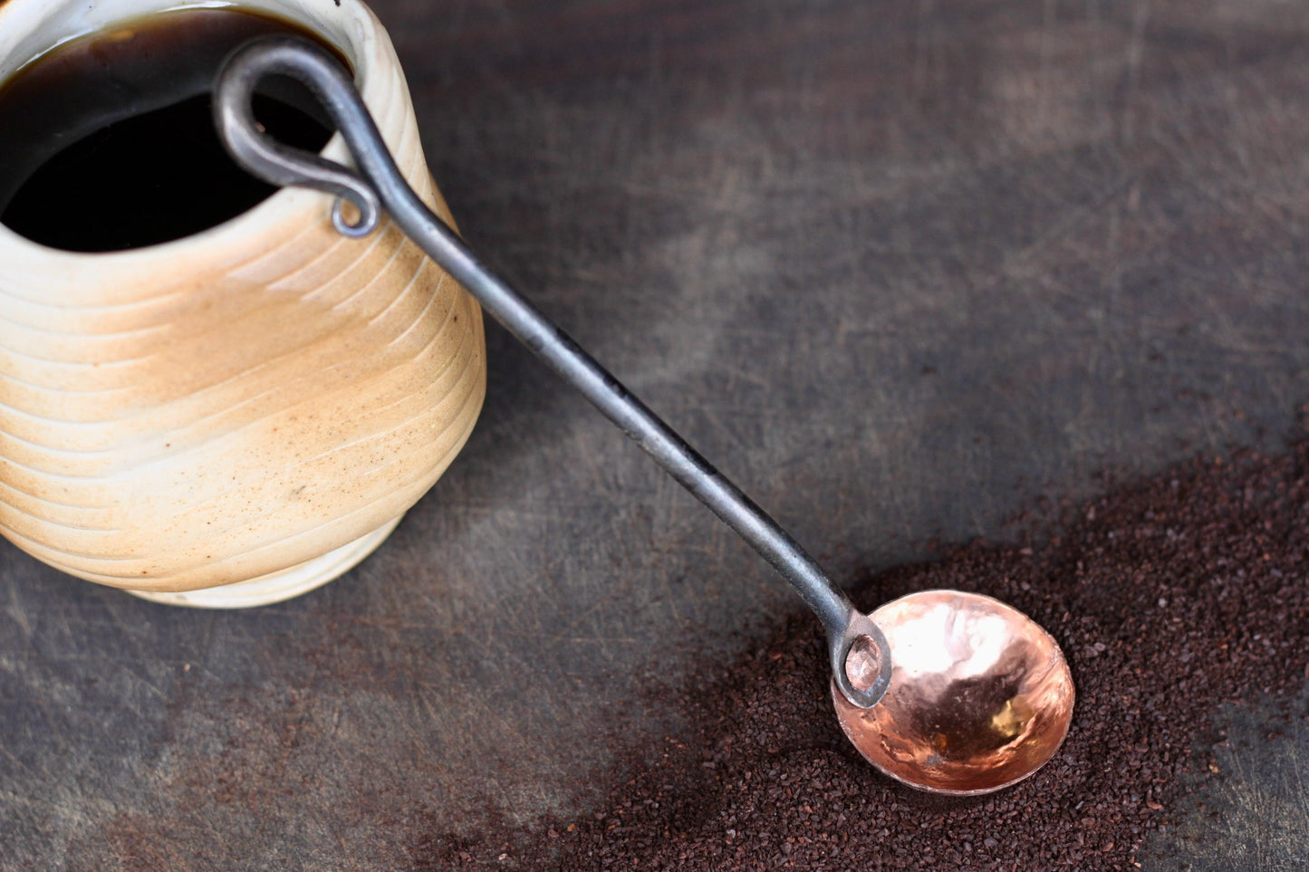 Copper and Steel Coffee Scoop