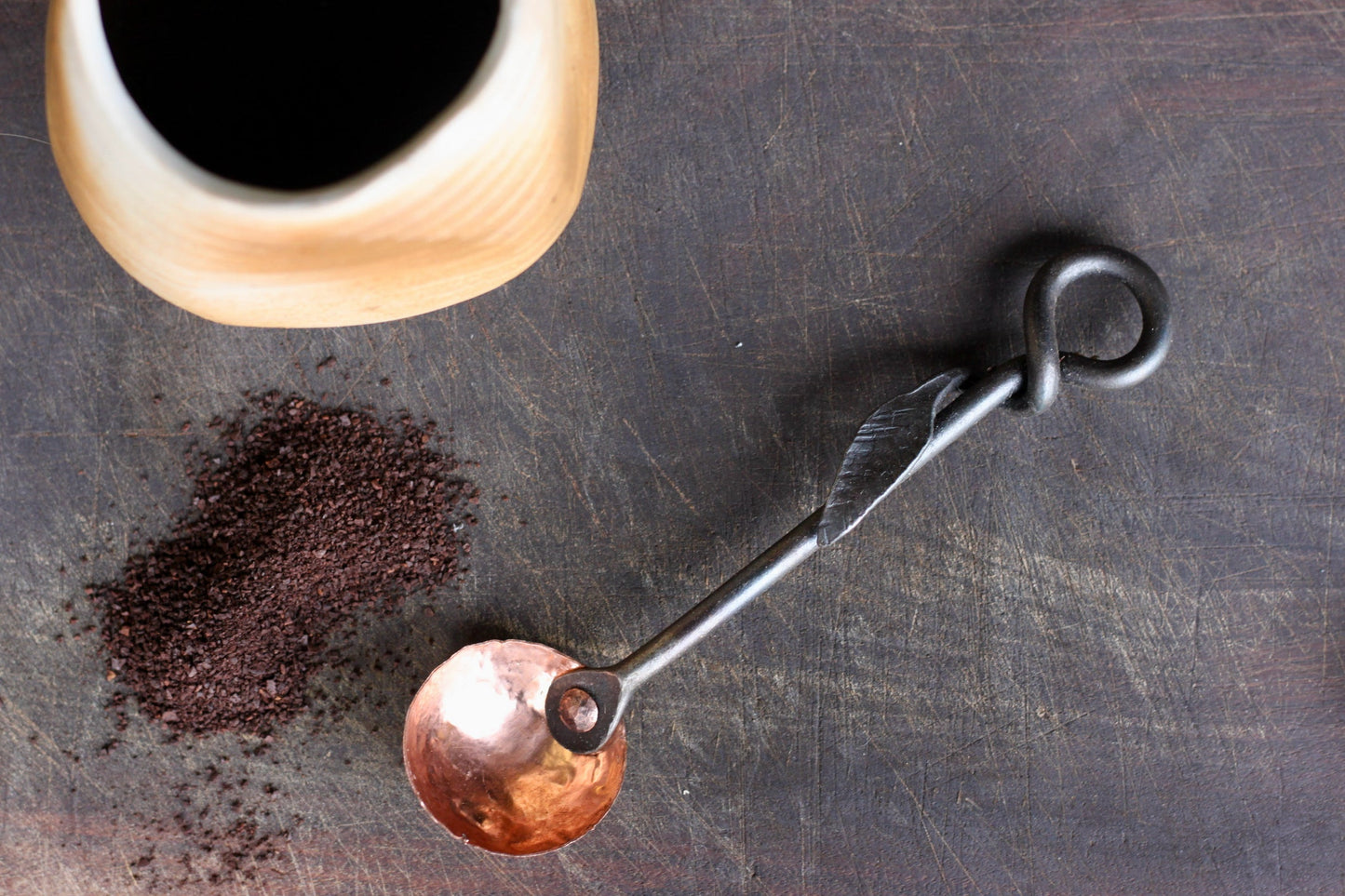 Copper and Steel Coffee Scoop
