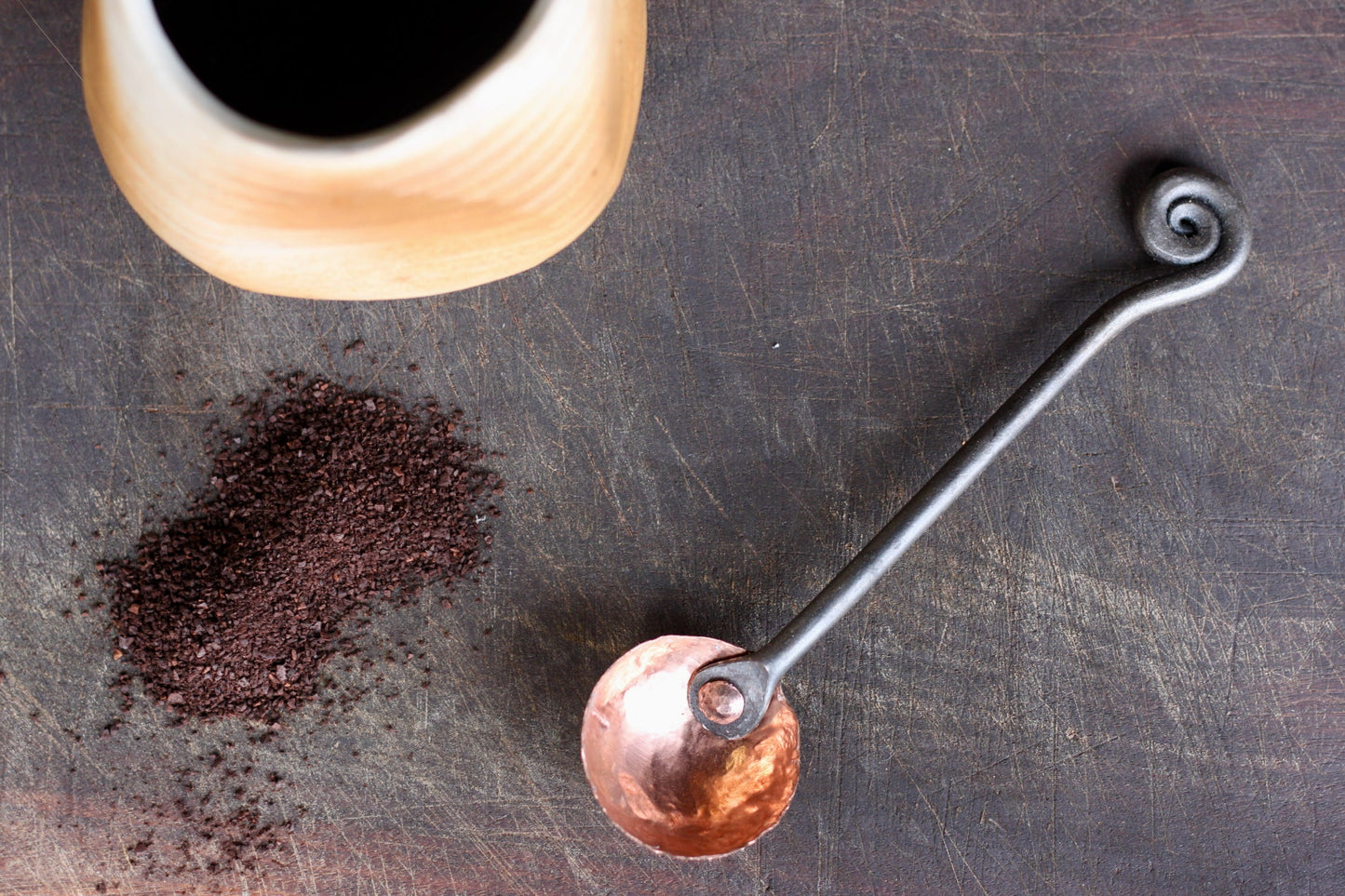 Copper and Steel Coffee Scoop